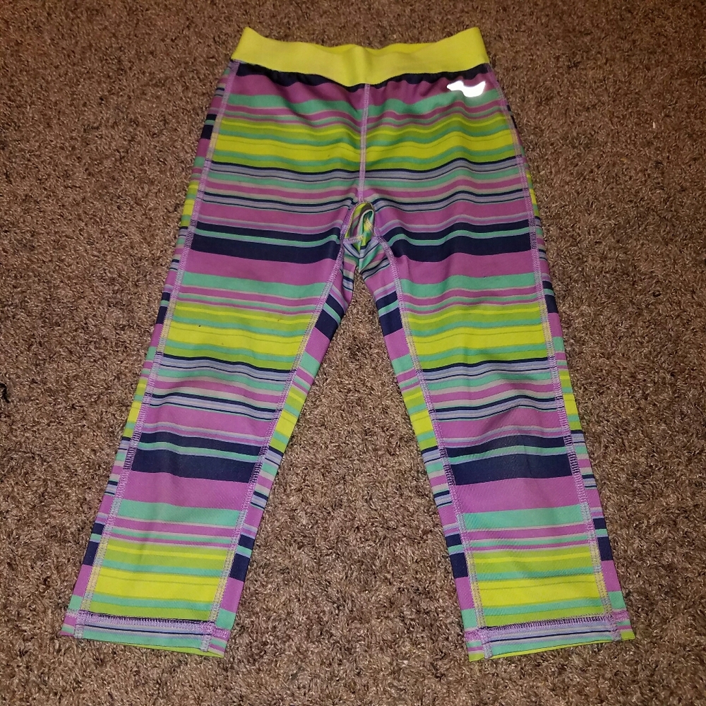 Striped Cropped Athletic Leggings